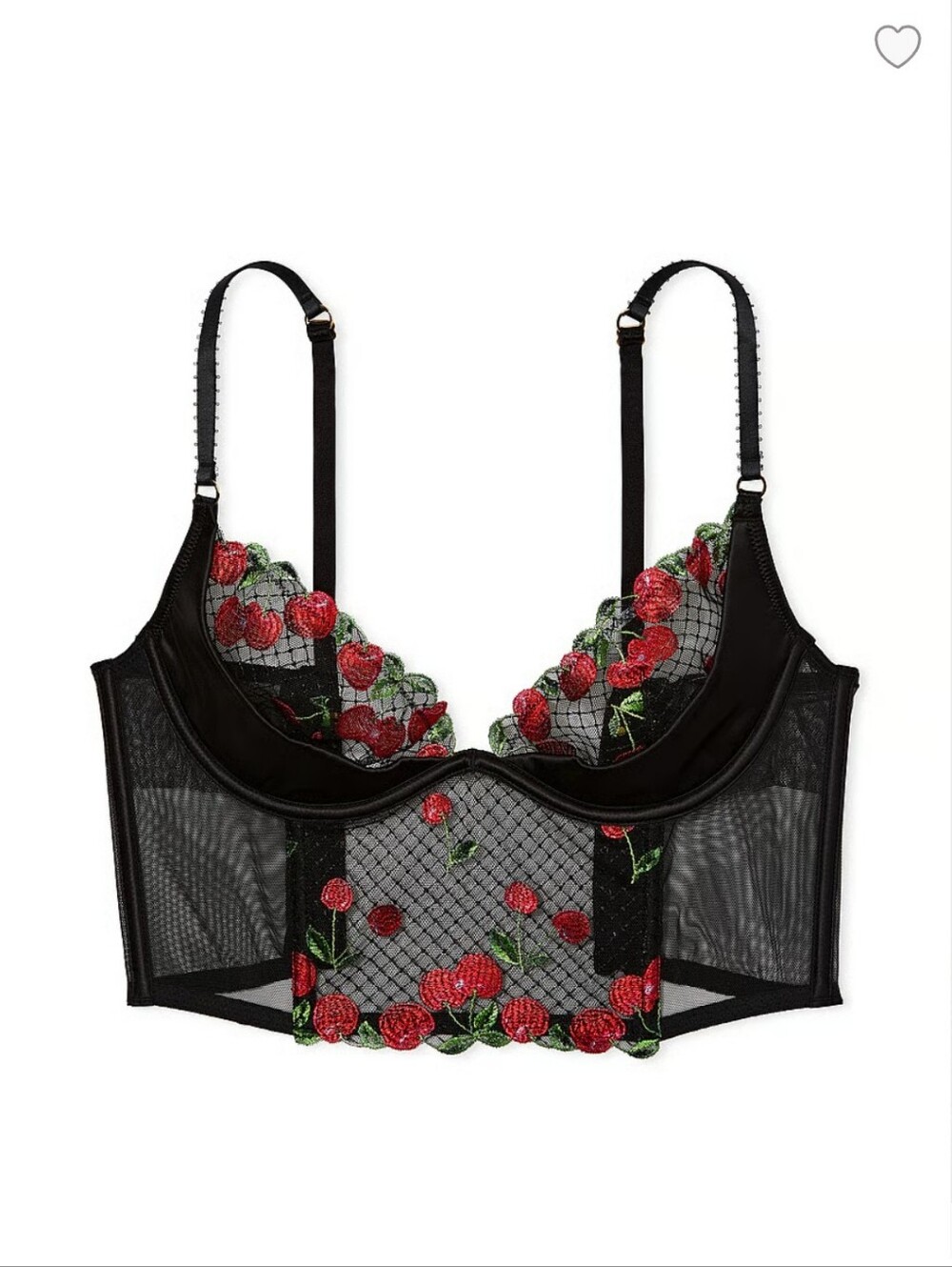 Victoria's Secret Very Sexy Lightly Lined Cherry Embroidered Corset Top NWT